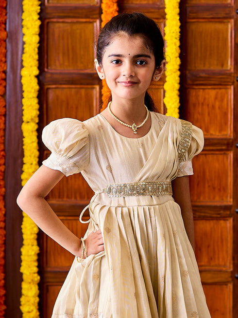 Girl's' Gold Lehenga Set